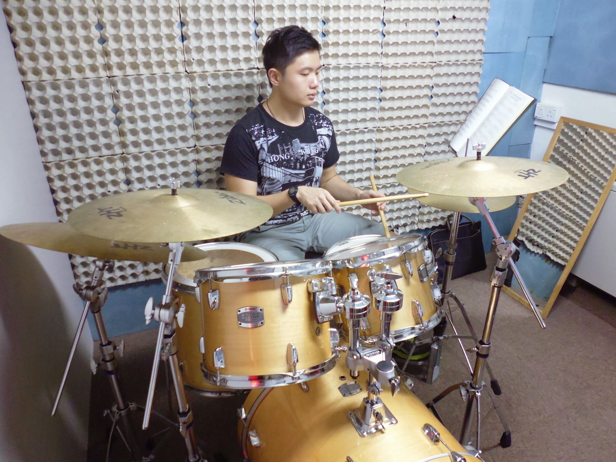 Drummer in a studio session